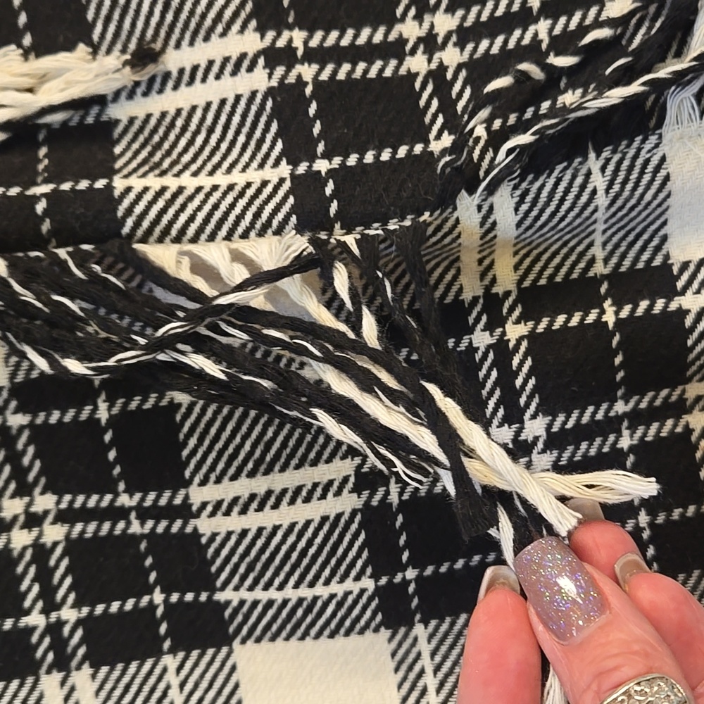 Talbot's Black/Creamy White Fringed Wool Blend Pencil Skirt - Picture 5 of 10